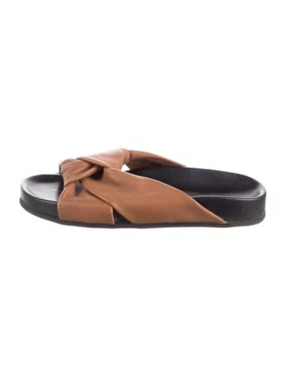 Pre-owned Jenni Kayne Leather Slides In Brown