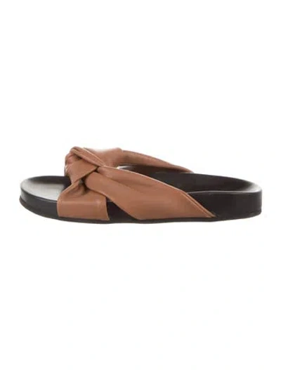 Pre-owned Jenni Kayne Leather Slides In Brown