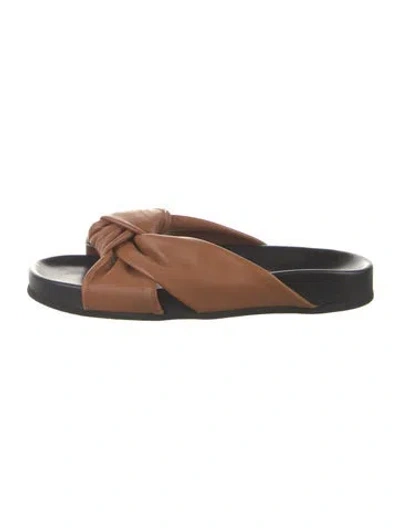 Pre-owned Jenni Kayne Leather Slides In Brown