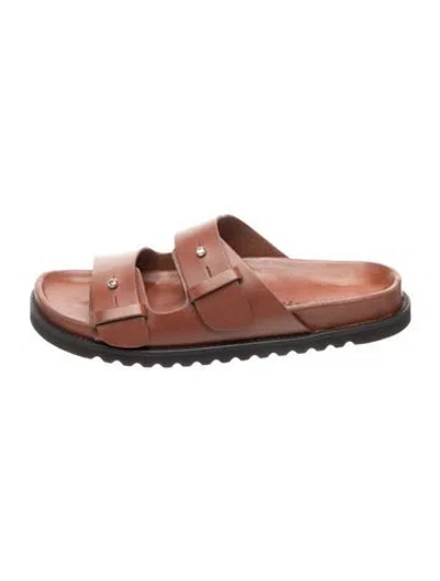 Pre-owned Jenni Kayne Leather Slides In Brown