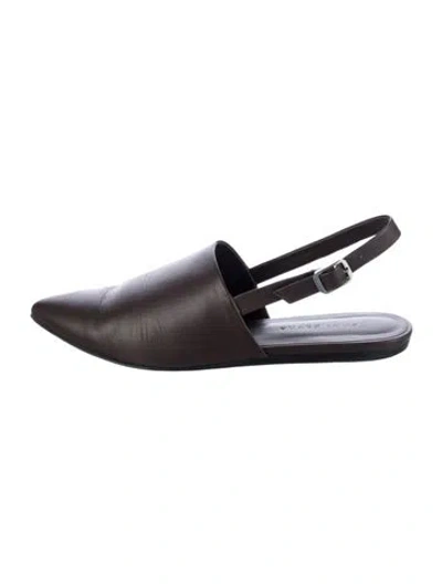 Pre-owned Jenni Kayne Leather Slingback Flats In Brown
