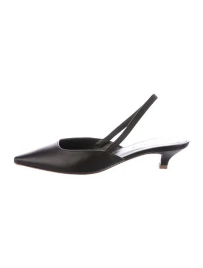 Pre-owned Jenni Kayne Leather Slingback Pumps In Black