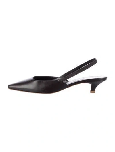 Pre-owned Jenni Kayne Leather Slingback Pumps In Black