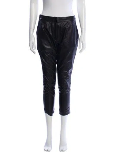 Pre-owned Jenni Kayne Leather Straight Leg Pants In Black