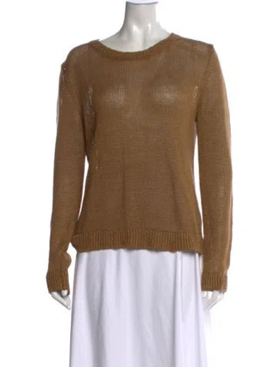 Pre-owned Jenni Kayne Linen Crew Neck Sweater In Brown