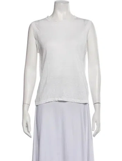Pre-owned Jenni Kayne Linen Crew Neck T-shirt In White