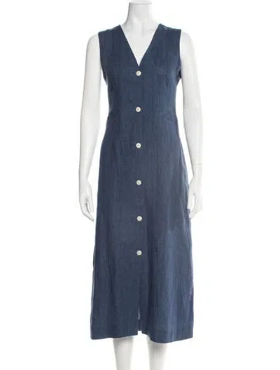 Pre-owned Jenni Kayne Linen Long Dress In Blue