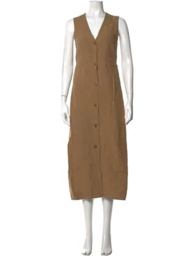 Pre-owned Jenni Kayne Linen Long Dress In Brown