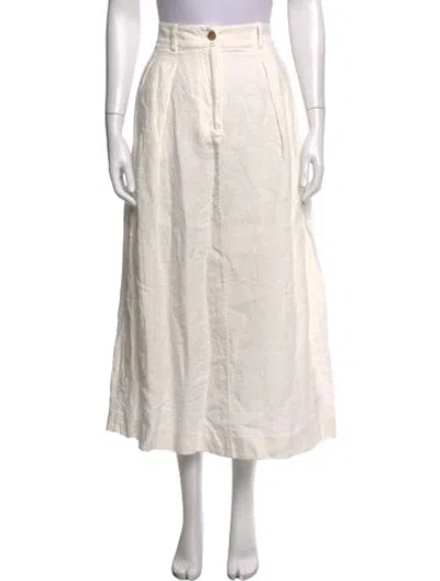 Pre-owned Jenni Kayne Linen Long Skirt In White