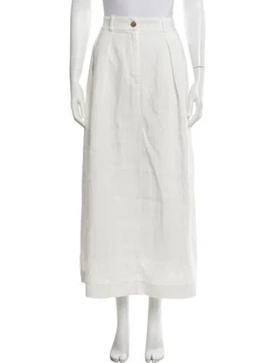 Pre-owned Jenni Kayne Linen Long Skirt In White