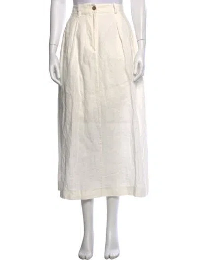 Pre-owned Jenni Kayne Linen Long Skirt In White