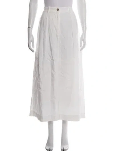 Pre-owned Jenni Kayne Linen Long Skirt In White