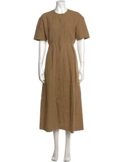 Pre-owned Jenni Kayne Linen Midi Length Dress In Brown