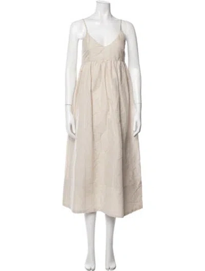 Pre-owned Jenni Kayne Linen Midi Length Dress In Neutral