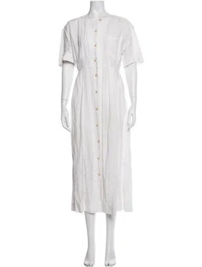 Pre-owned Jenni Kayne Linen Midi Length Dress In Neutral