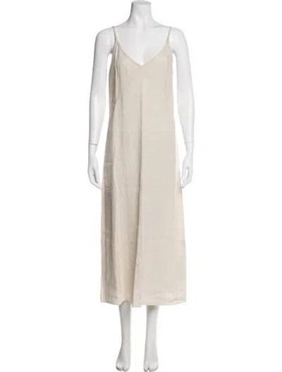 Pre-owned Jenni Kayne Linen Midi Length Dress In White