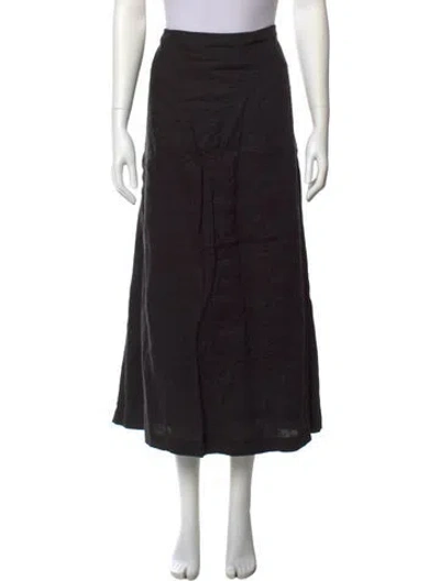Pre-owned Jenni Kayne Linen Midi Length Skirt In Black