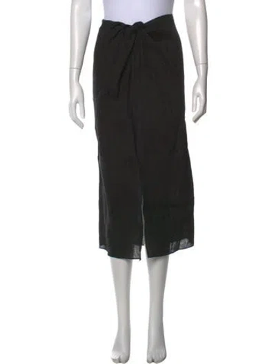 Pre-owned Jenni Kayne Linen Midi Length Skirt In Black