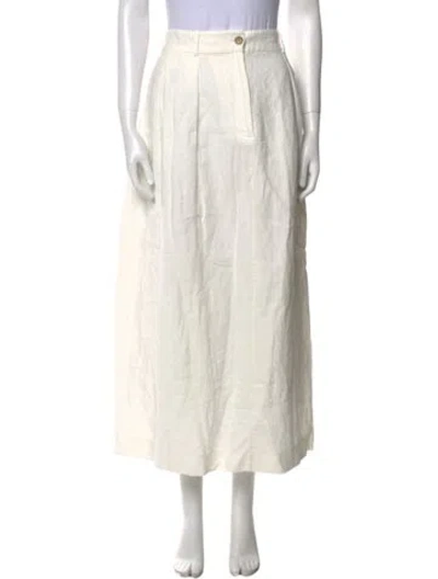 Pre-owned Jenni Kayne Linen Midi Length Skirt W/ Tags In White