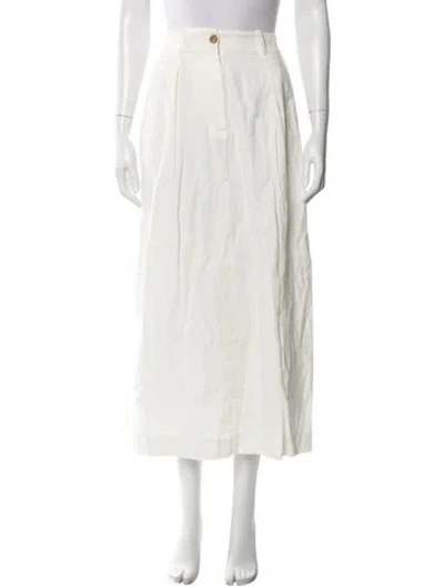 Pre-owned Jenni Kayne Linen Midi Length Skirt In White