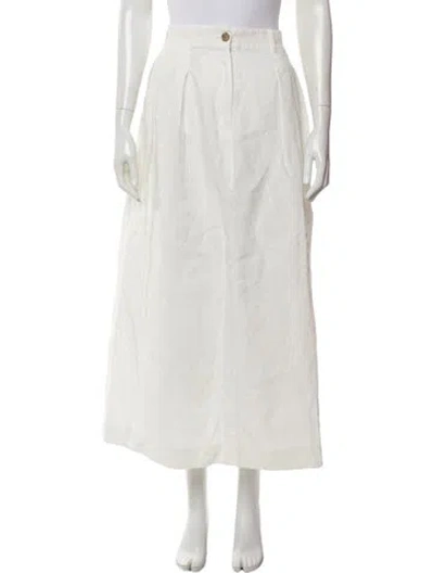 Pre-owned Jenni Kayne Linen Midi Length Skirt In White