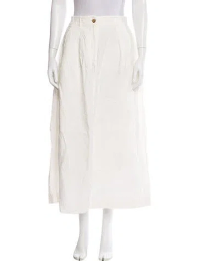 Pre-owned Jenni Kayne Linen Midi Length Skirt In White