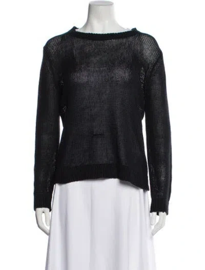 Pre-owned Jenni Kayne Linen Scoop Neck Sweater In Black