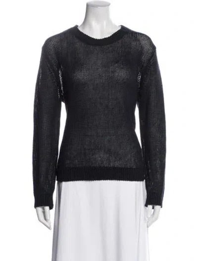 Pre-owned Jenni Kayne Linen Scoop Neck Sweater In Blue