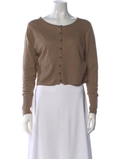 Pre-owned Jenni Kayne Linen Scoop Neck Sweater In Brown