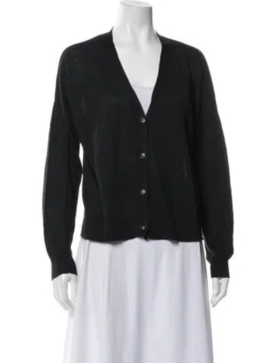 Pre-owned Jenni Kayne Linen V-neck Sweater In Black