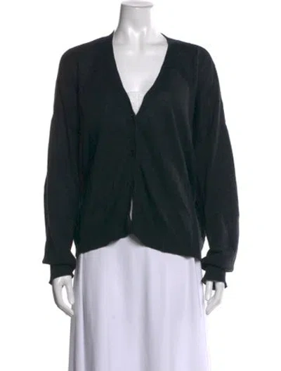 Pre-owned Jenni Kayne Linen V-neck Sweater In Black/green