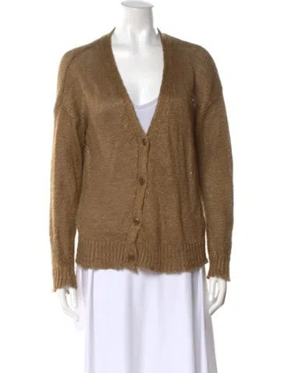 Pre-owned Jenni Kayne Linen V-neck Sweater In Brown