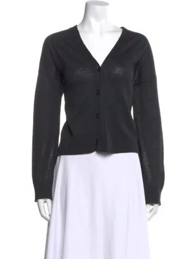 Pre-owned Jenni Kayne Linen V-neck Sweater In Gray