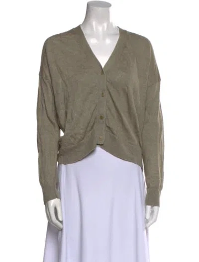Pre-owned Jenni Kayne Linen V-neck Sweater In Green