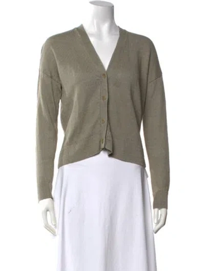 Pre-owned Jenni Kayne Linen V-neck Sweater In Green