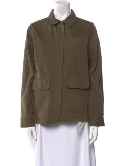 Pre-owned Jenni Kayne Long Sleeve Button-up Top In Green