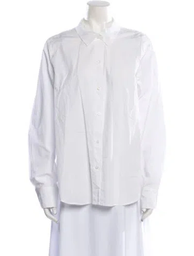 Pre-owned Jenni Kayne Long Sleeve Button-up Top In White