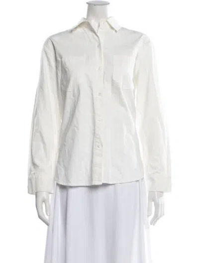 Pre-owned Jenni Kayne Long Sleeve Button-up Top In White