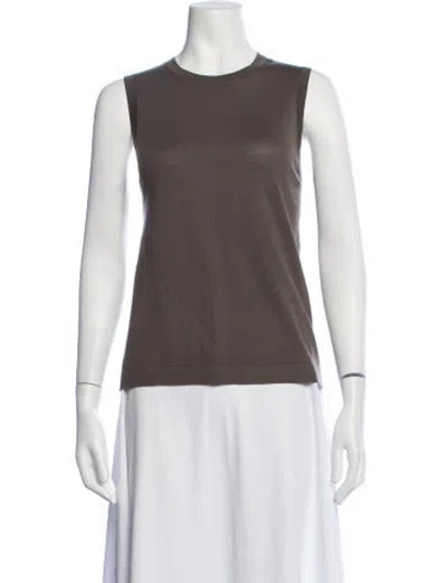 Pre-owned Jenni Kayne Merino Wool Crew Neck Top In Brown
