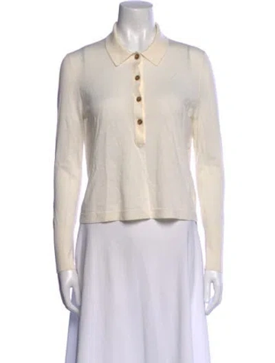 Pre-owned Jenni Kayne Merino Wool Long Sleeve Polo In Neutral