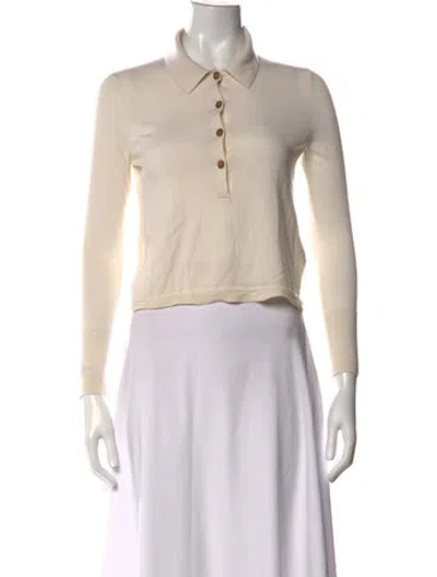 Pre-owned Jenni Kayne Merino Wool Long Sleeve Polo In Neutrals