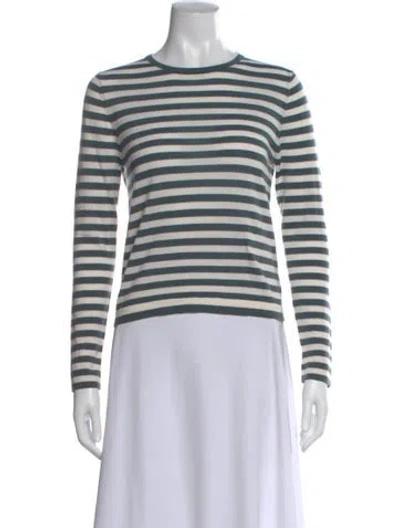 Pre-owned Jenni Kayne Merino Wool Striped Sweater In Gray