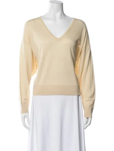 Pre-owned Jenni Kayne Merino Wool V-neck Sweater In Neutral