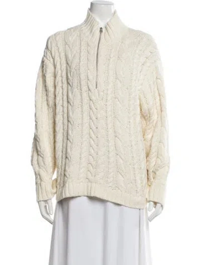 Pre-owned Jenni Kayne Mock Neck Sweater In White