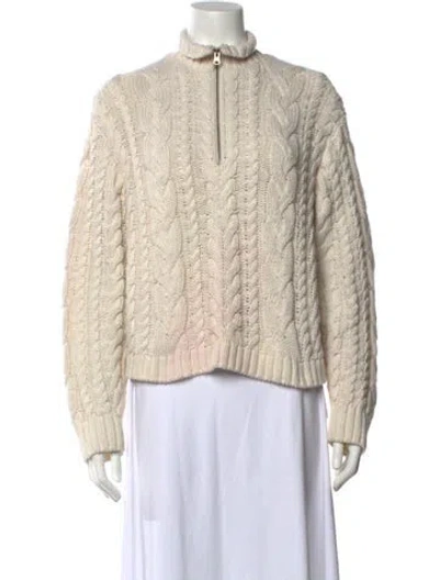 Pre-owned Jenni Kayne Mock Neck Sweater In White