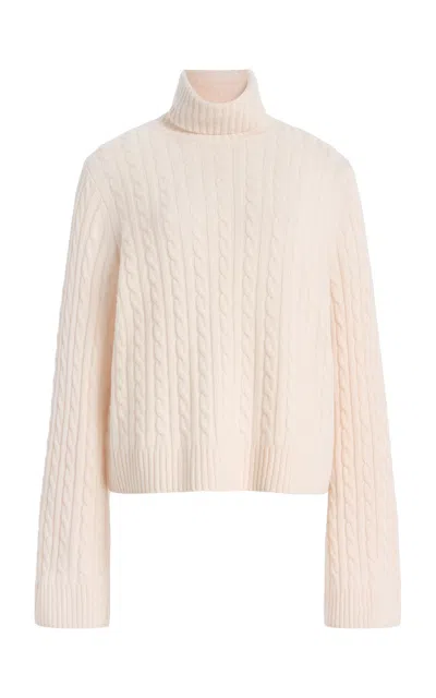 Jenni Kayne Nell Cable-knit Wool-cashmere Turtleneck Sweater In Ivory