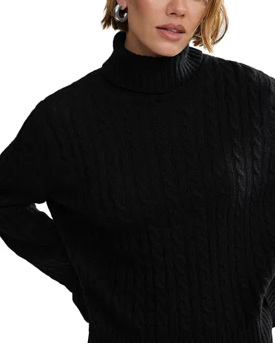 Jenni Kayne Nell Wool-blend Cable Turtleneck Sweater In Black
