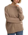 Jenni Kayne Oversized Cashmere Crewneck Pullover Sweater In Undyed Stone