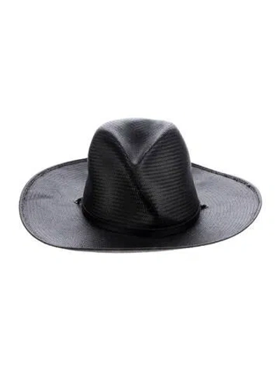 Pre-owned Jenni Kayne Paper Fedora Hat In Black