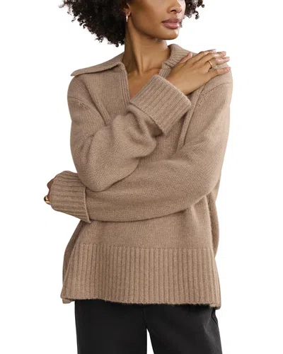Jenni Kayne Phoebe Cashmere Polo Sweater In Undyed Stone